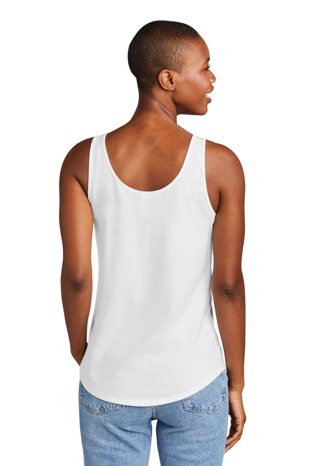District DT151 Womens Perfect Tri Relaxed Tank Top White Back