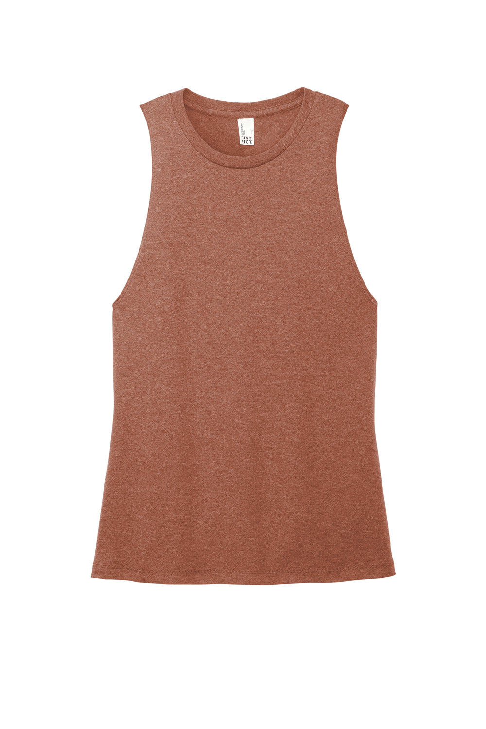 District DT153 Womens Perfect Tri Muscle Tank Top Heather Russet Red Flat Front