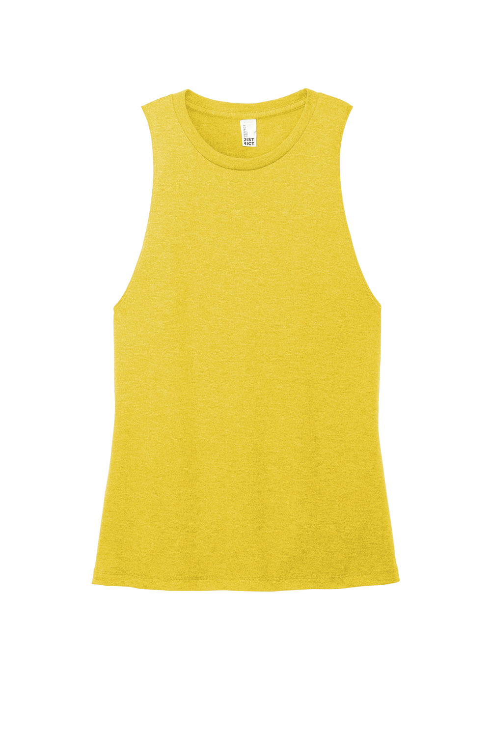 District DT153 Womens Perfect Tri Muscle Tank Top Heather Ochre Yellow Flat Front