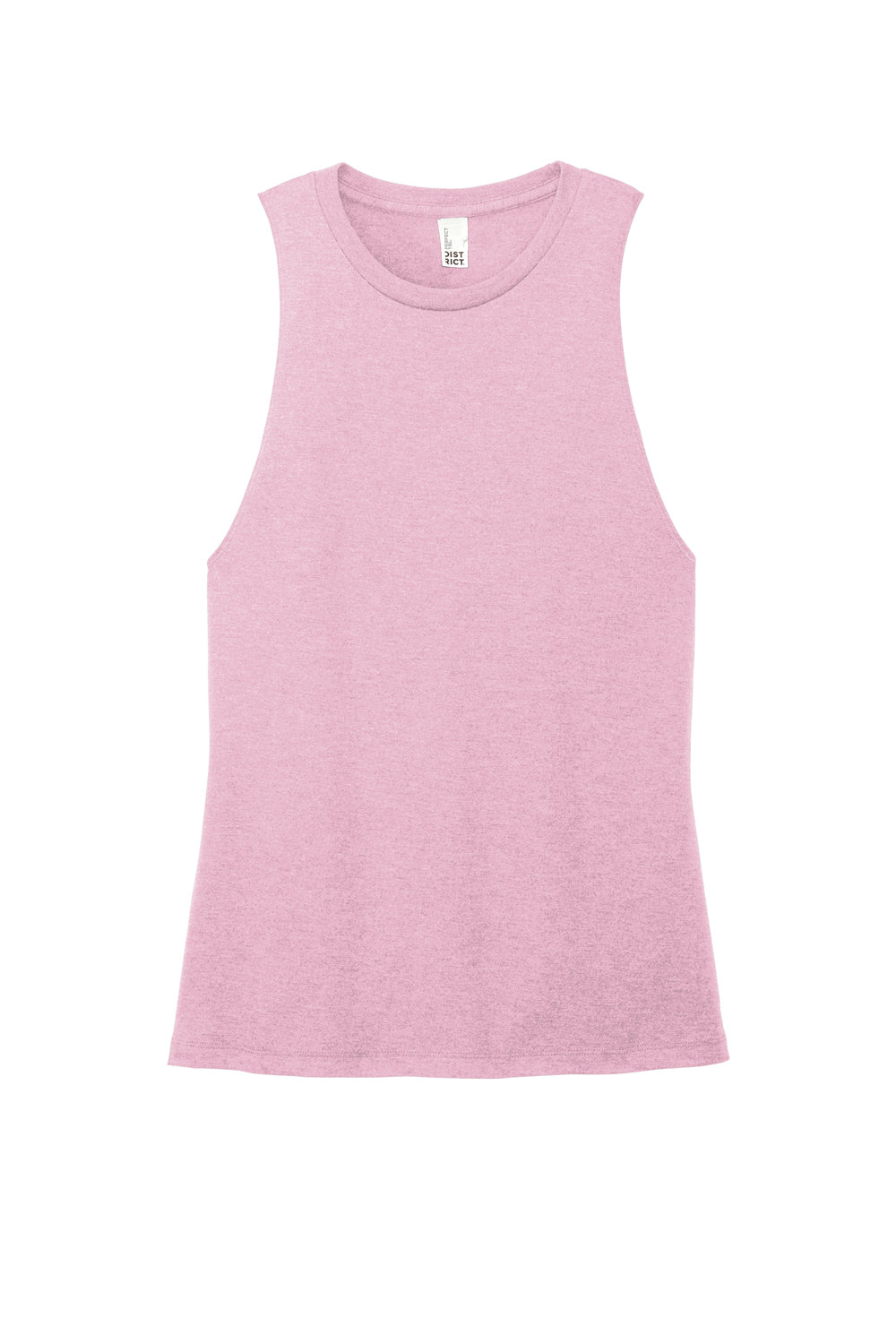 District DT153 Womens Perfect Tri Muscle Tank Top Heather Wisteria Pink Flat Front