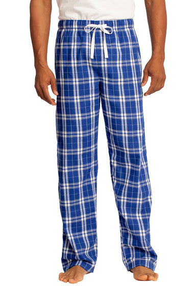 District DT1800 Mens Flannel Plaid Lounge Pants Royal Blue Front