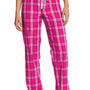 District Womens Flannel Plaid Lounge Pants - Dark Fuchsia Pink