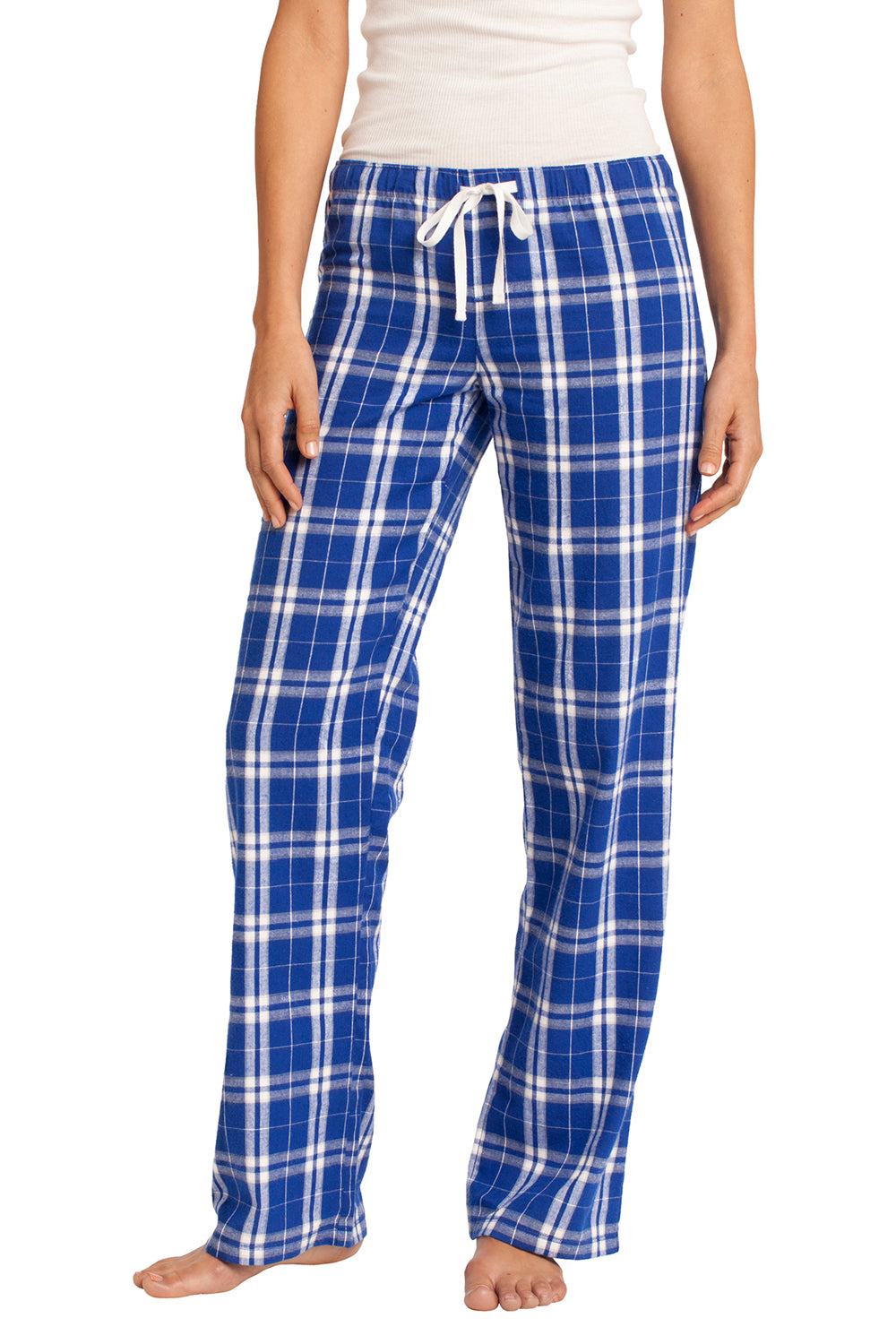 District DT2800 Womens Deep Royal Blue Flannel Plaid Lounge Pants —