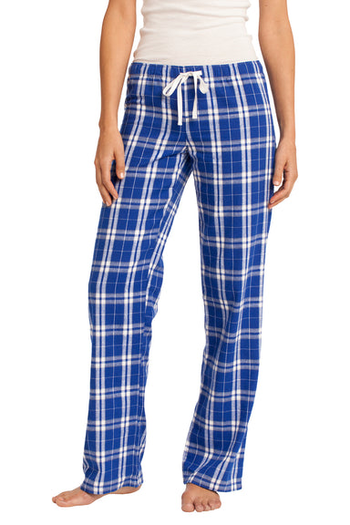 District DT2800 Womens Flannel Plaid Lounge Pants Royal Blue Front