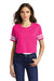 District Womens Scorecard Crop Short Sleeve Crewneck T-Shirt Heather Dark Fuchsia Pink/White Front