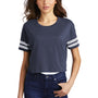 District Womens Scorecard Crop Short Sleeve Crewneck T-Shirt - Heather True Navy Blue/White - Closeout