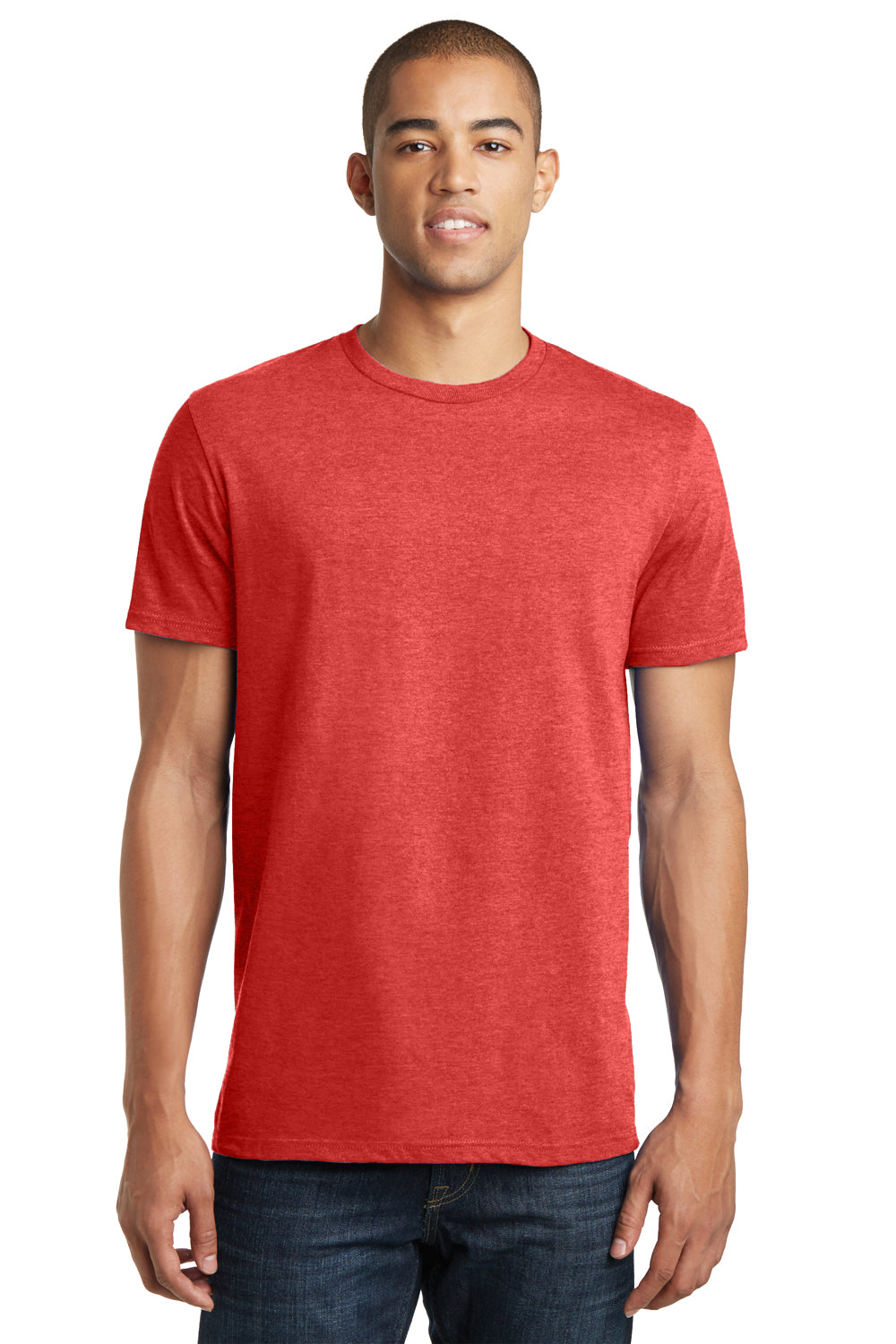 District DT5000 Mens The Concert Short Sleeve Crewneck T-Shirt Heather New Red Front