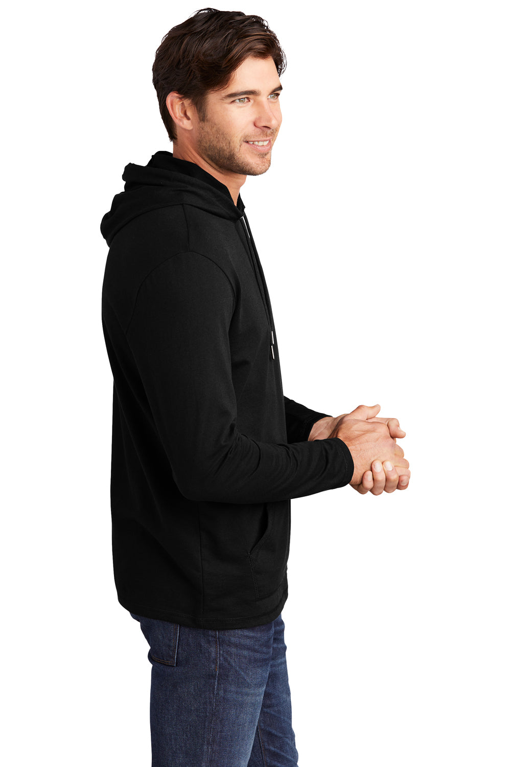 District Mens Featherweight French Terry Hooded Sweatshirt Hoodie Black Side