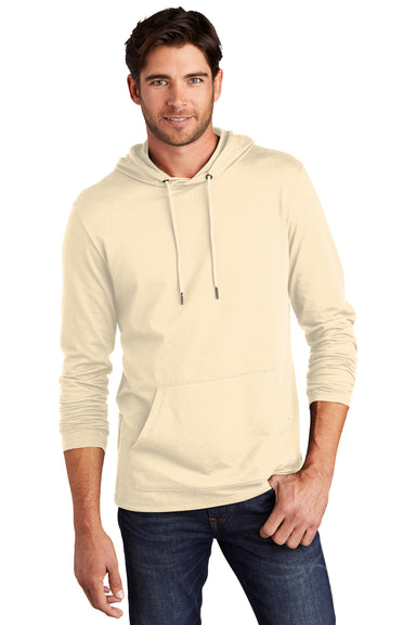 District Mens French Terry Hooded T-Shirt Hoodie Gardenia Front
