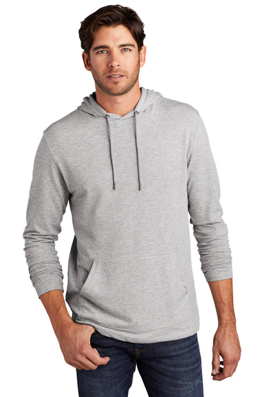 District Mens Featherweight French Terry Hooded Sweatshirt Hoodie Heather Light Grey Front