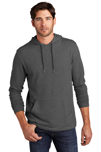 District Mens Featherweight French Terry Hooded Sweatshirt Hoodie Washed Coal Grey Front