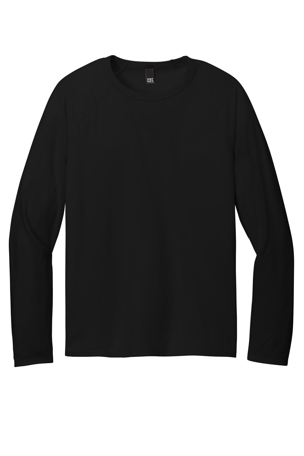 District Mens French Terry Long Sleeve Crewneck Sweatshirt Black Flat Front