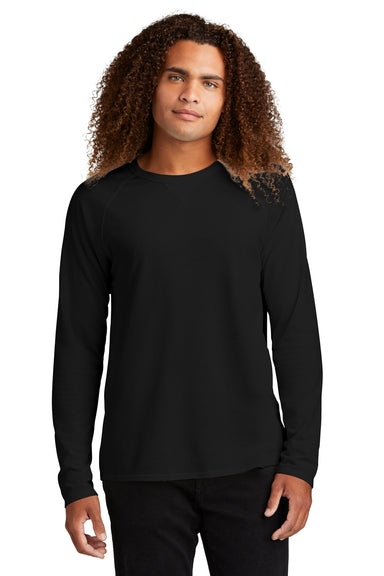 District Mens French Terry Long Sleeve Crewneck Sweatshirt Black Front
