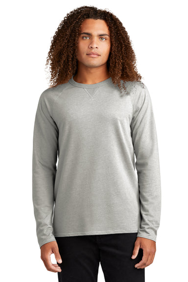 District Mens French Terry Long Sleeve Crewneck Sweatshirt Heather Light Grey Front