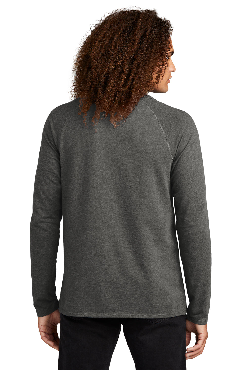 District Mens French Terry Long Sleeve Crewneck Sweatshirt Washed Coal Grey Back
