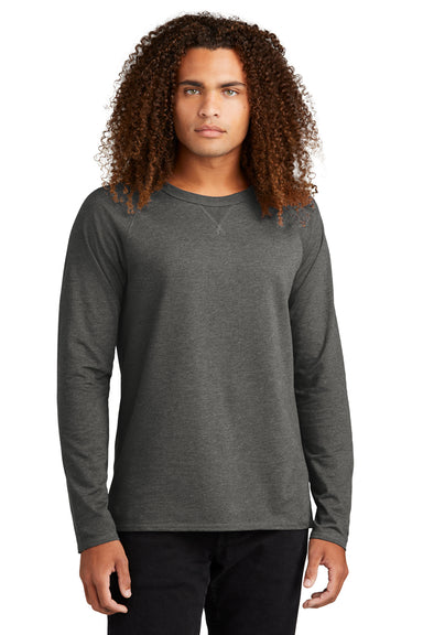 District Mens French Terry Long Sleeve Crewneck Sweatshirt Washed Coal Grey Front