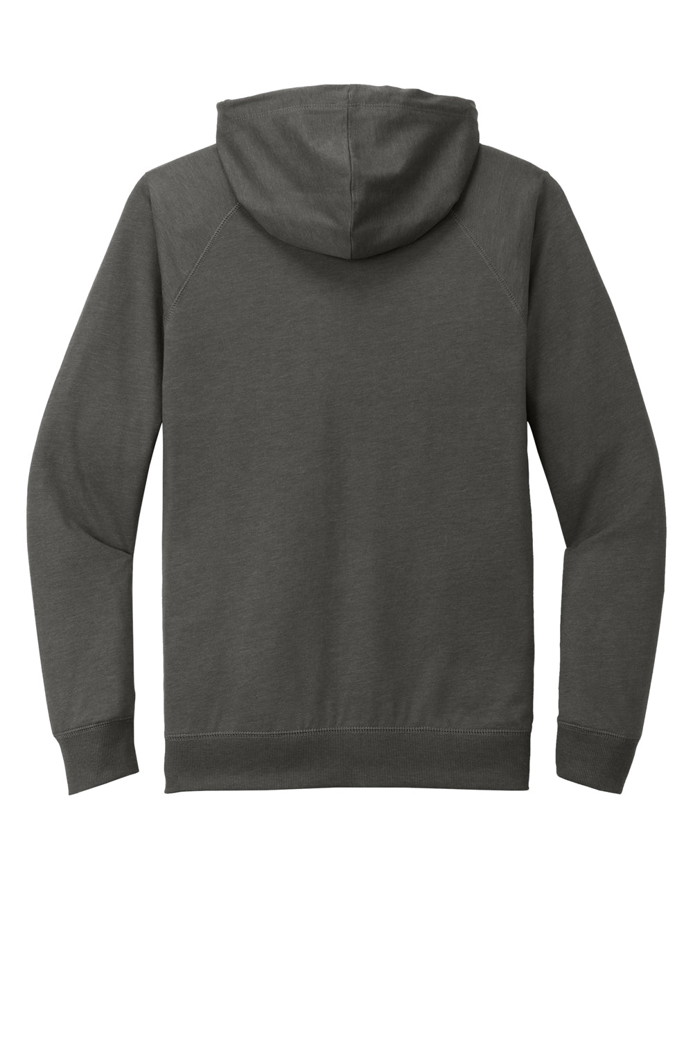 District Mens French Terry Full Zip Hooded Sweatshirt Hoodie Washed Coal Grey Flat Back