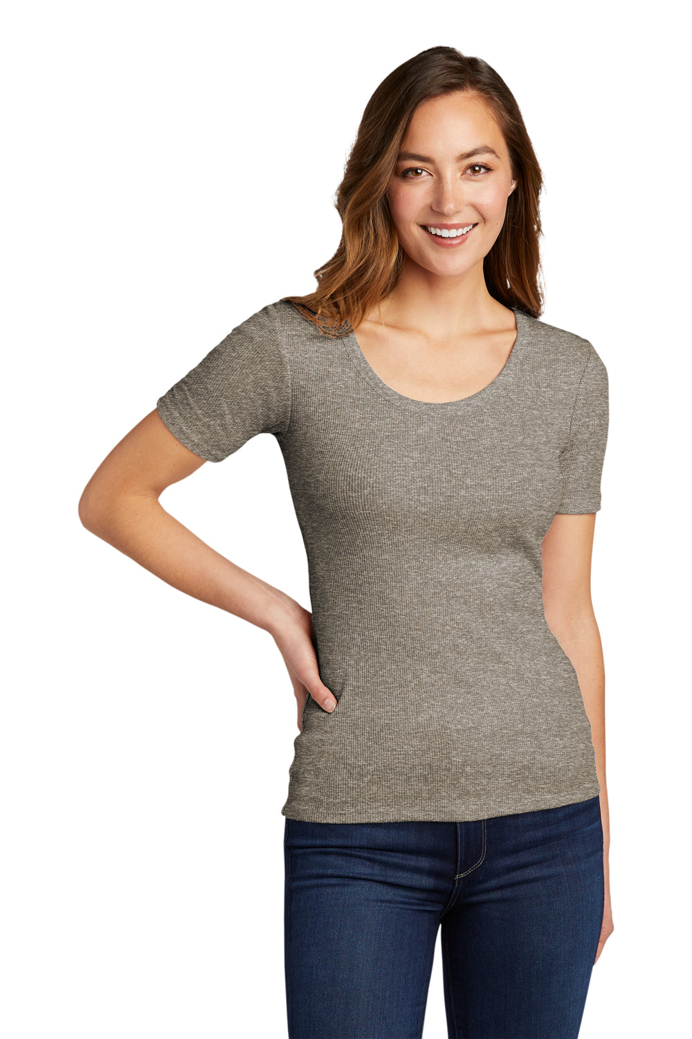 District Womens Very Important Short Sleeve Scoop Neck T-Shirt Grey Frost Front