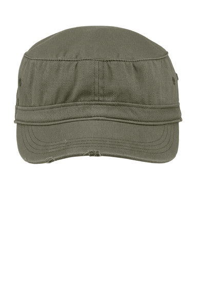 District DT605 Distressed Military Hat Olive Green Front