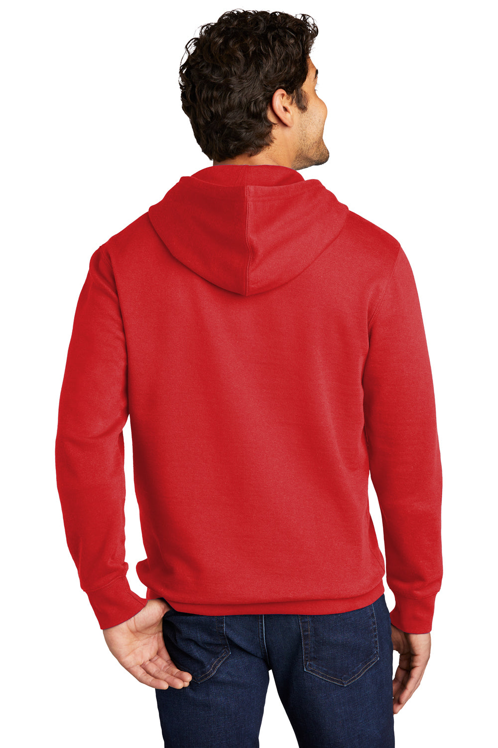 District DT6100 Mens Very Important Fleece Hooded Sweatshirt Hoodie Fiery Red Back