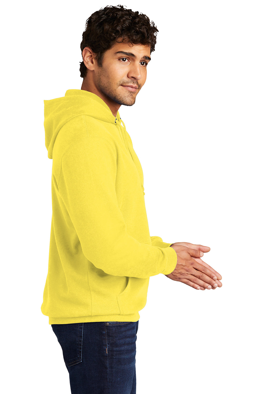 District Mens Very Important Fleece Hooded Sweatshirt Hoodie Light Yellow Side