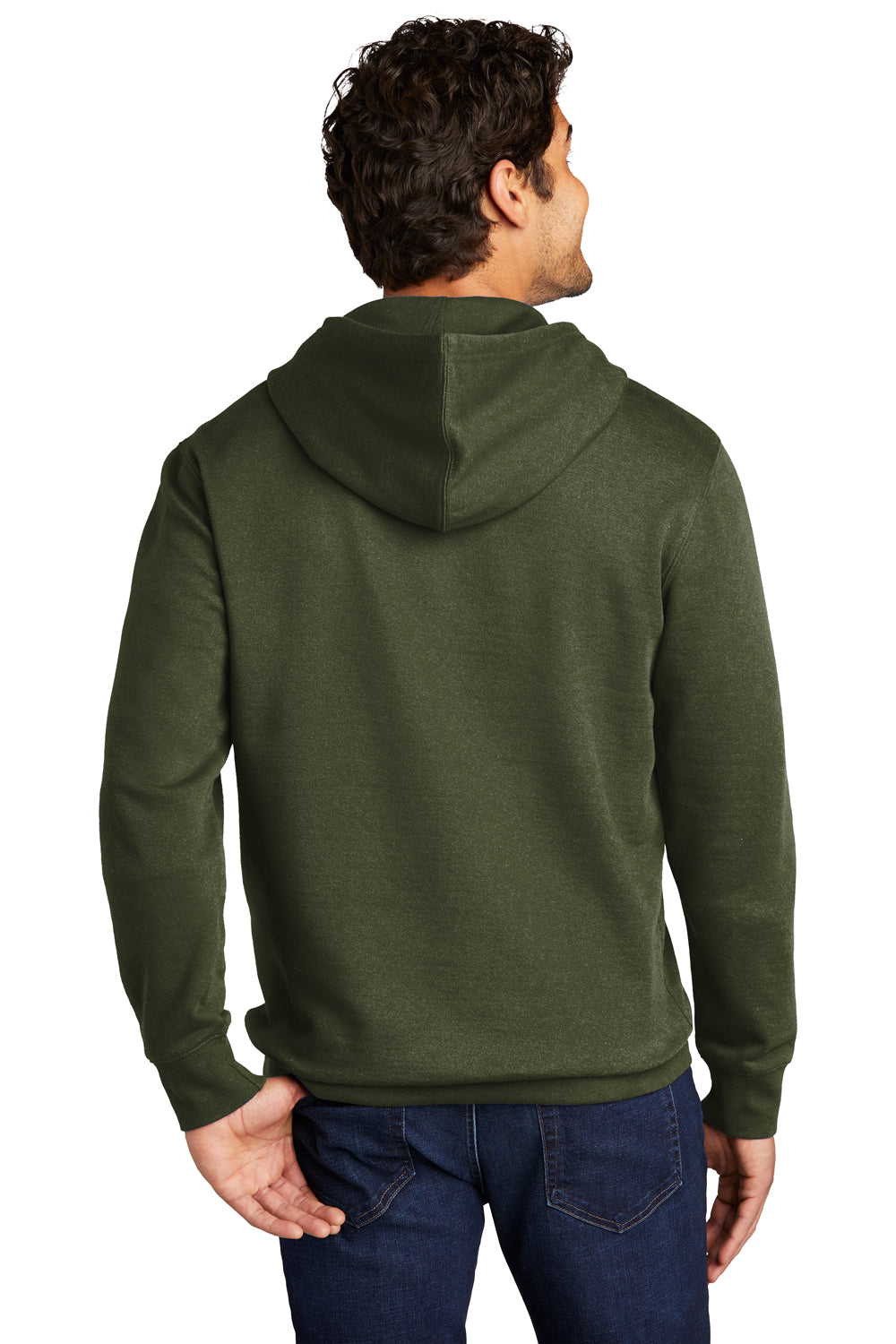 District Mens Very Important Fleece Hooded Sweatshirt Hoodie Olive Green Side