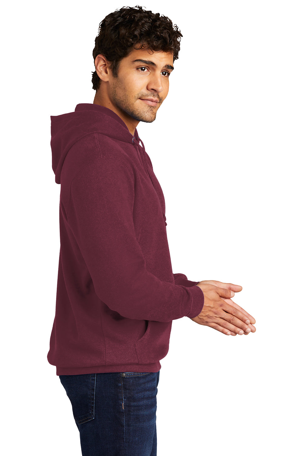 District Mens Very Important Fleece Hooded Sweatshirt Hoodie Plum Purple Side