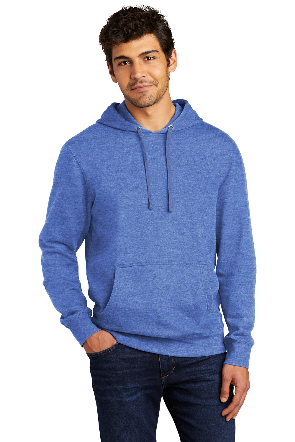 District Mens Very Important Fleece Hooded Sweatshirt Hoodie Royal Blue Frost Front