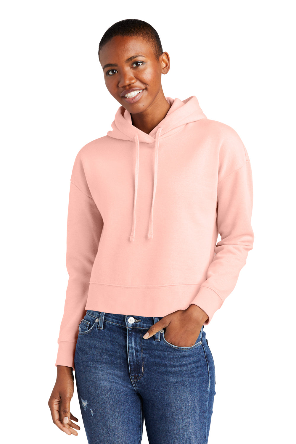 District DT6101 V.I.T. Fleece Hooded Sweatshirt Hoodie Rosewater Pink Front