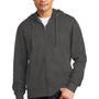 District Mens Very Important Fleece Full Zip Hooded Sweatshirt Hoodie - Charcoal Grey