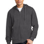 District Mens Very Important Fleece Full Zip Hooded Sweatshirt Hoodie - Heather Charcoal Grey