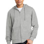 District Mens Very Important Fleece Full Zip Hooded Sweatshirt Hoodie - Heather Light Grey