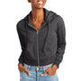 District Womens V.I.T. Fleece Full Zip Hooded Sweatshirt Hoodie - Heather Charcoal Grey