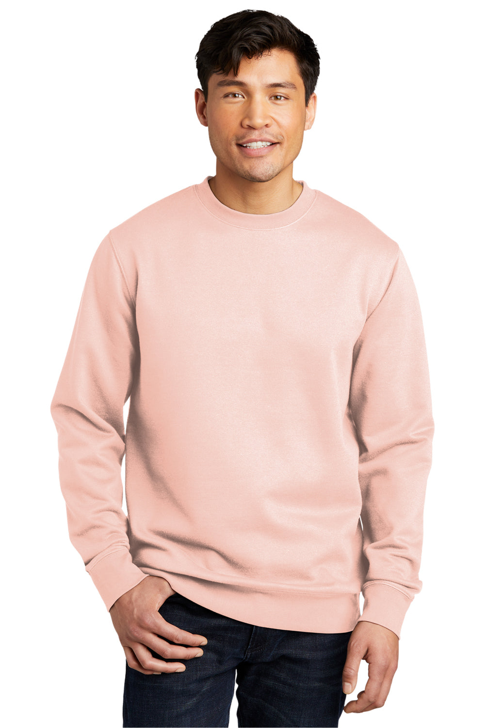 District Mens Very Important Fleece Crewneck Sweatshirt Rosewater Pink Front