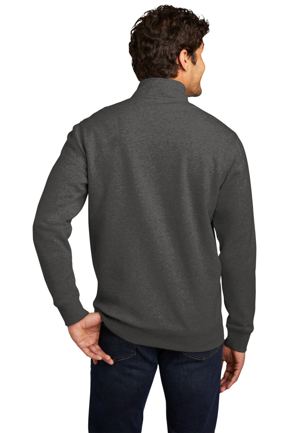 District Mens Very Important 1/4 Zip Sweatshirt Heather Charcoal Grey Side