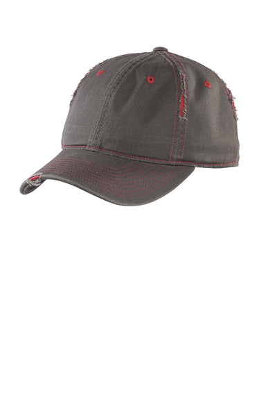 District DT612 Mens Adjustable Hat Nickel Grey/Red Front