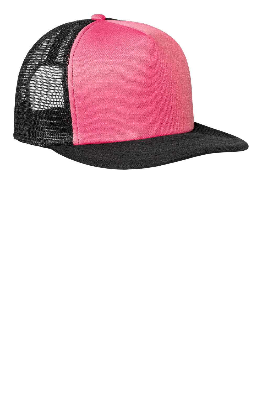District DT624 Flat Bill Snapback Trucker Hat Neon Pink Front