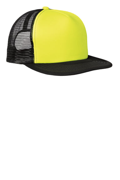 District DT624 Flat Bill Snapback Trucker Hat Neon Yellow Front