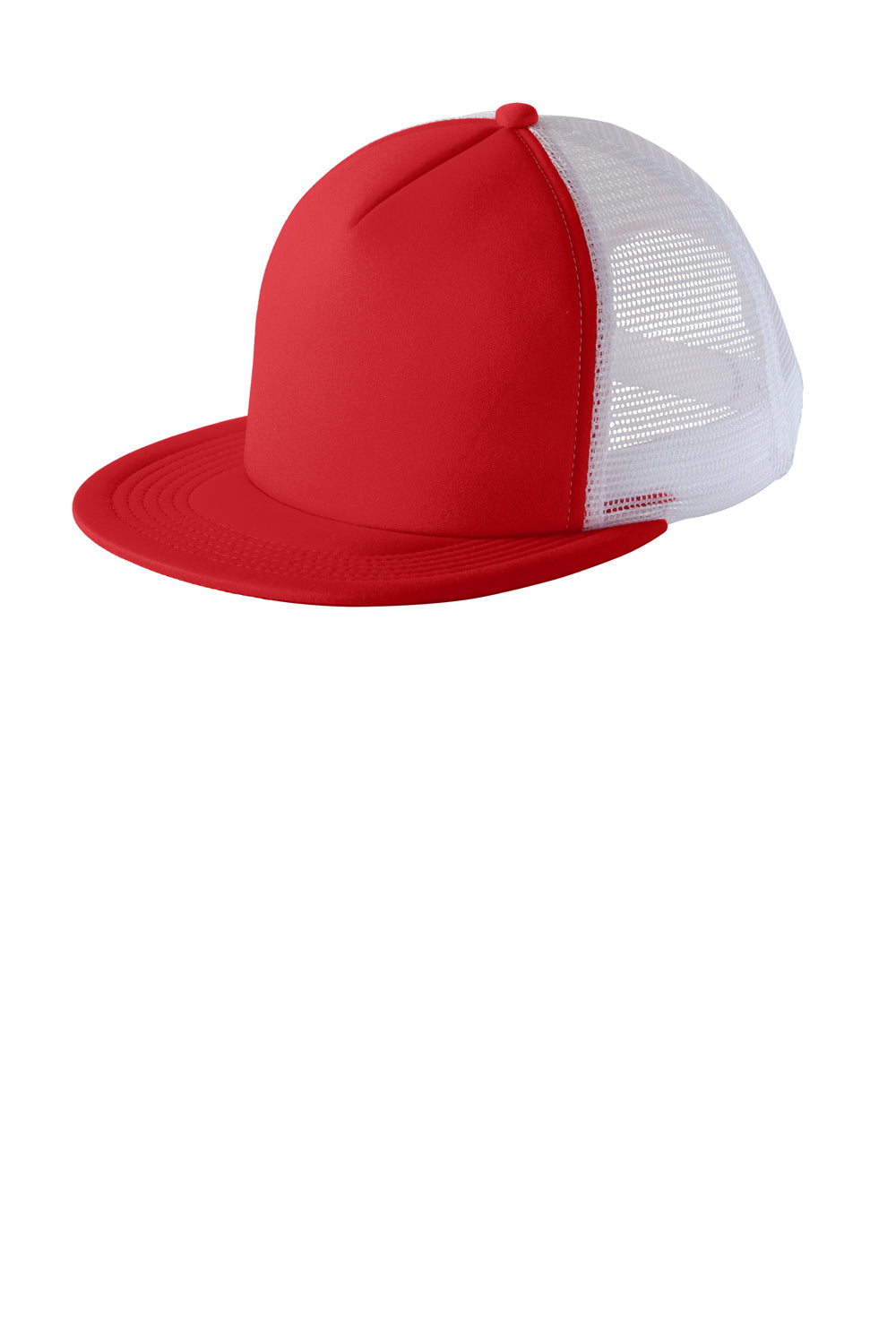 District DT624 Flat Bill Snapback Trucker Hat New Red Front