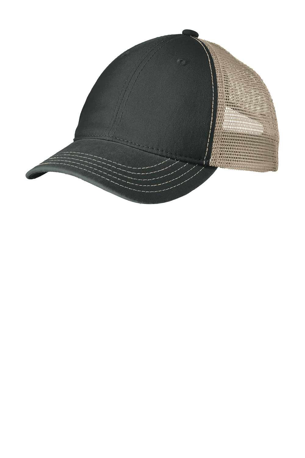 District DT630 Mens Adjustable Hat Black/Khaki Brown Front
