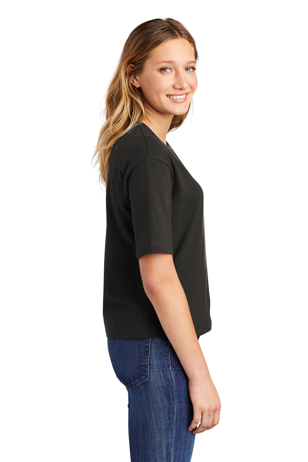 District Womens Very Important Boxy Short Sleeve Crewneck T-Shirt Black Side