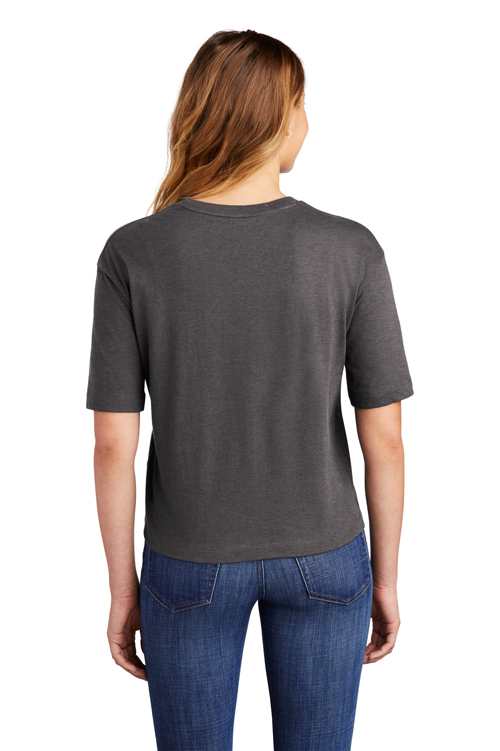 District Womens Very Important Boxy Short Sleeve Crewneck T-Shirt Heather Charcoal Grey Side