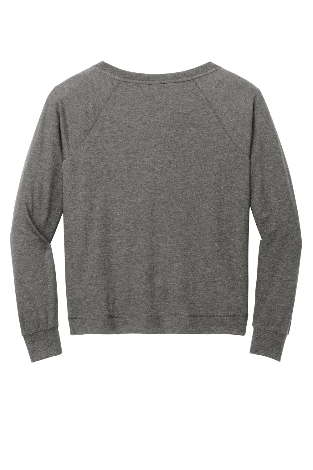 District Womens French Terry Long Sleeve Crewneck Sweatshirt Washed Coal Grey Flat Back