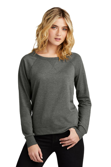 District Womens French Terry Long Sleeve Crewneck Sweatshirt Washed Coal Grey Front