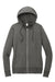 District Womens French Terry Full Zip Hooded Sweatshirt Hoodie Washed Coal Grey Flat Front