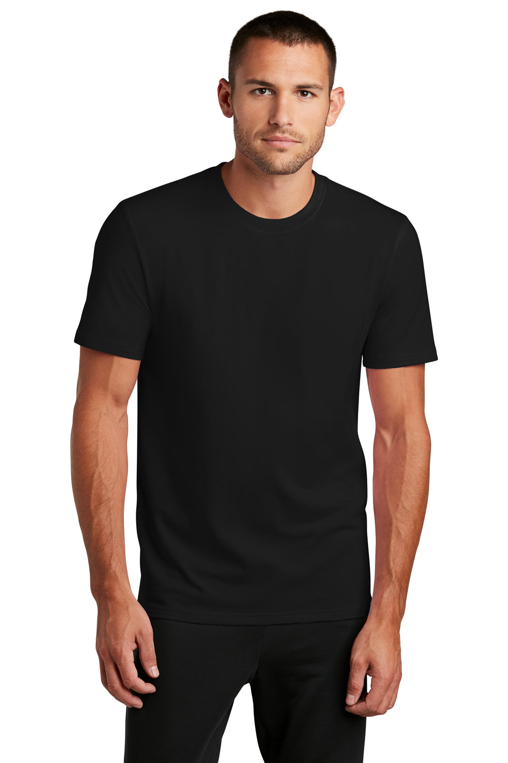 District Mens Flex Short Sleeve Crewneck T-Shirt Black Front