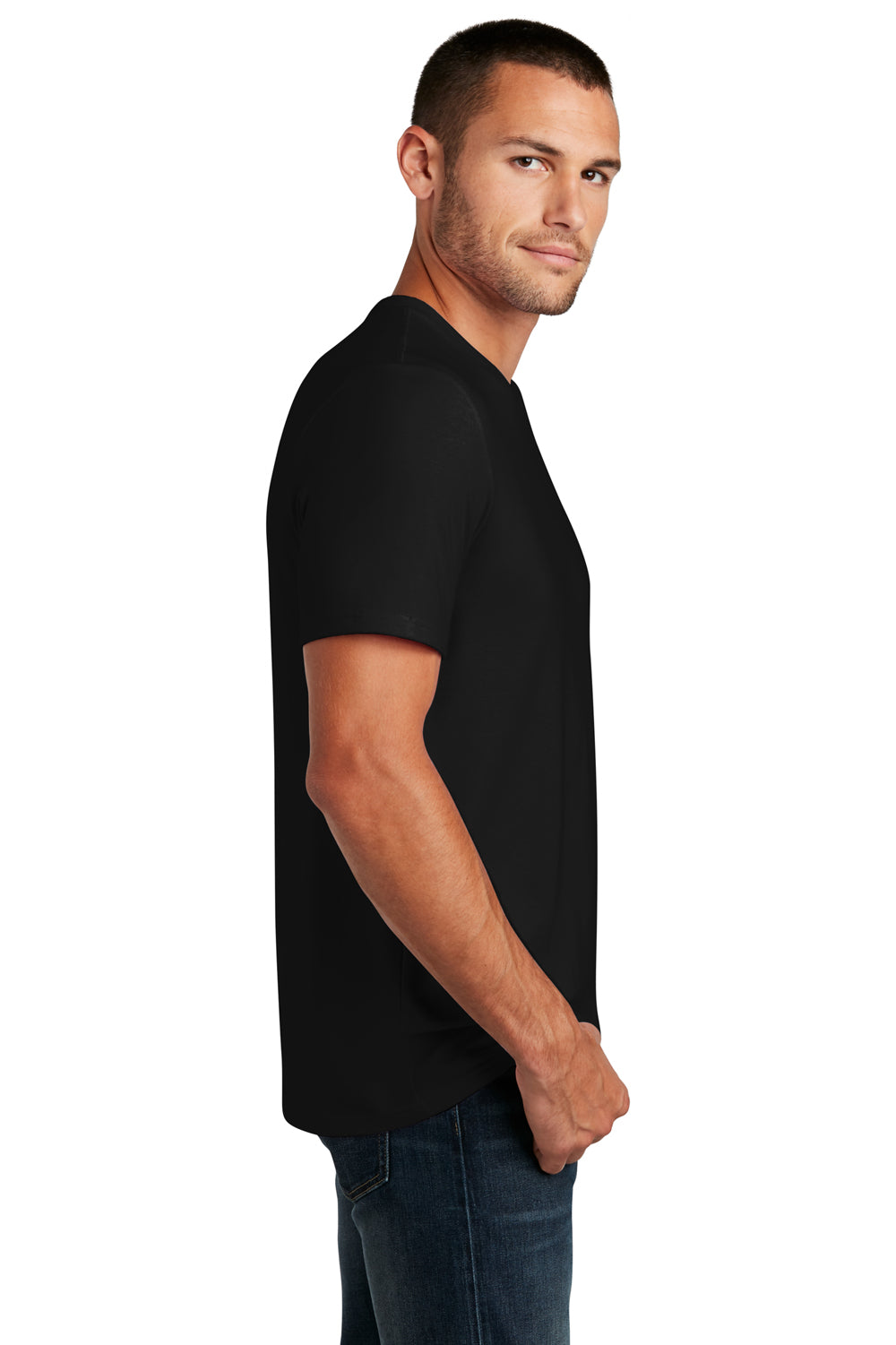District Mens Flex Short Sleeve Crewneck T-Shirt Black Side
