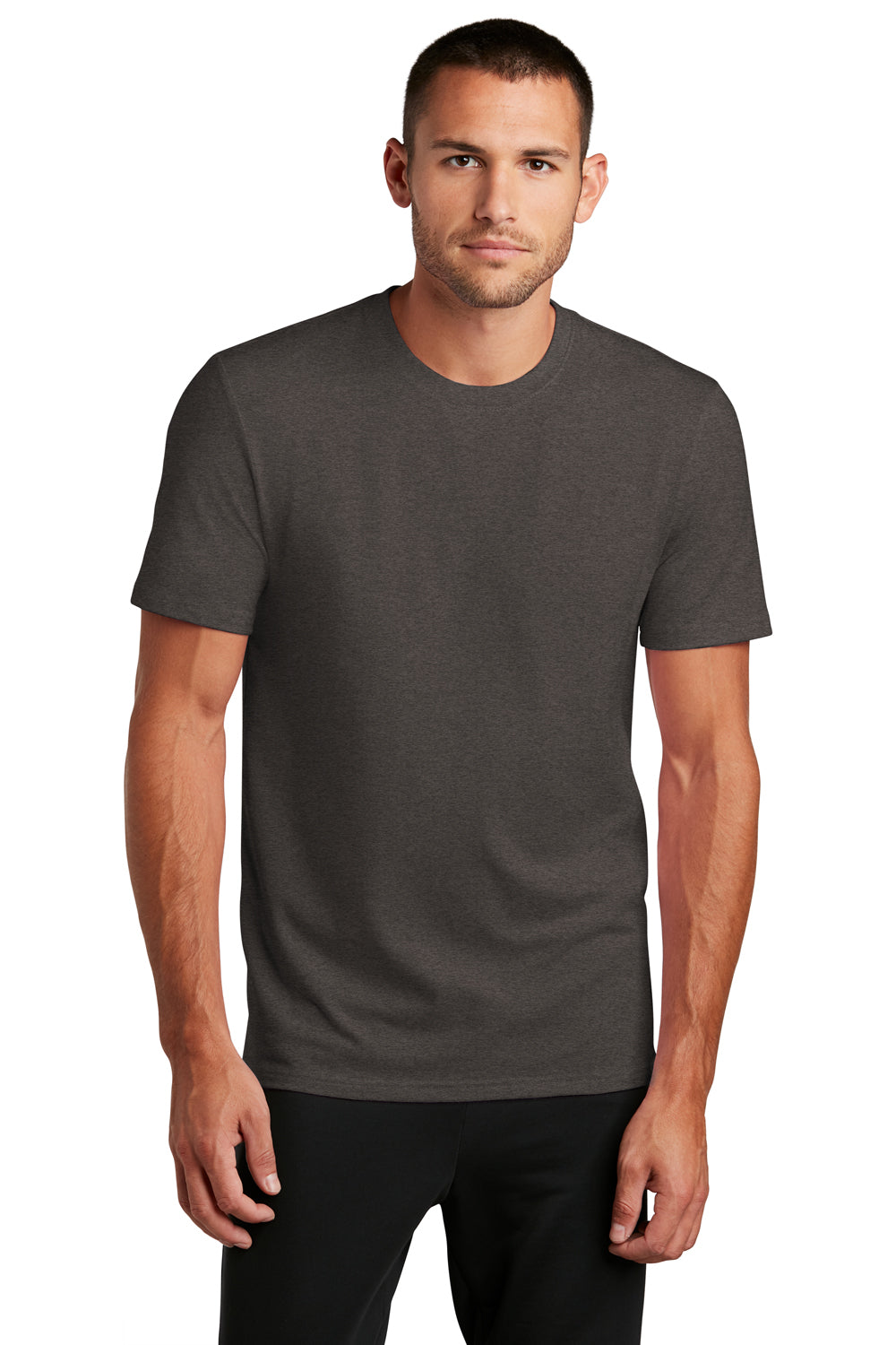 District Mens Flex Short Sleeve Crewneck T-Shirt Heather Charcoal Grey Front