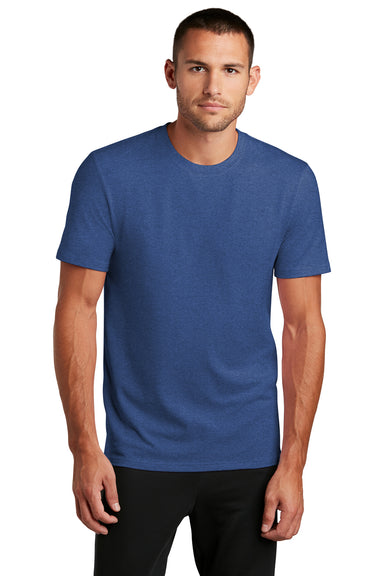 District Mens Flex Short Sleeve Crewneck T-Shirt Heather Deep Royal Blue Front