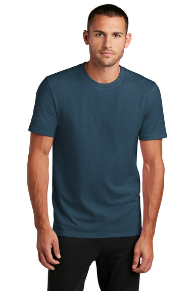 District Mens Flex Short Sleeve Crewneck T-Shirt Heather Neptune Blue Front
